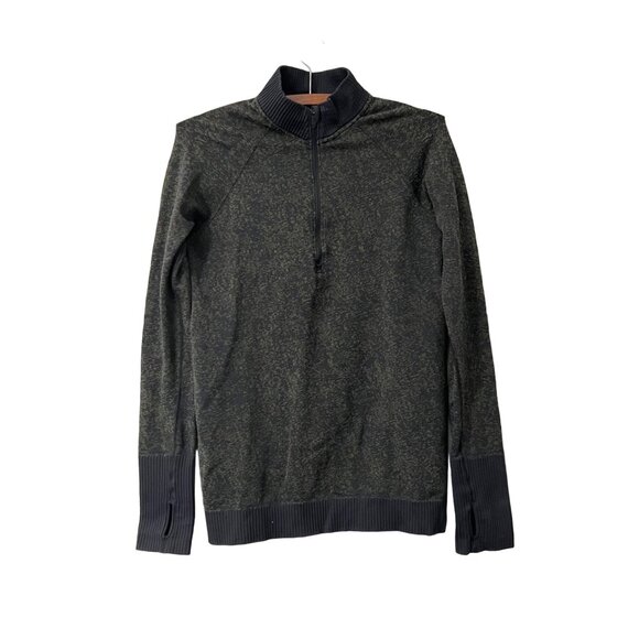 Lululemon Womens Olive Black Static 1/2 Zip Ribbed Trim Long Sleeve Pullover XS - Picture 1 of 6